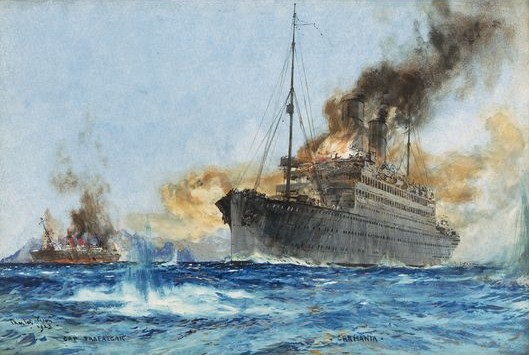 IL Cap Trafalgar colpito dal Carmania, settembre 1914