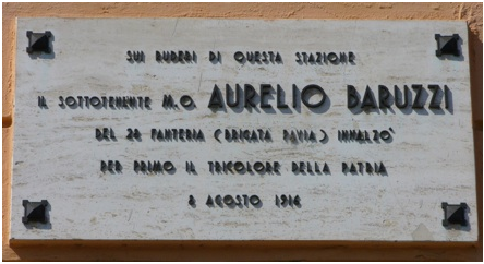 Targa affissa sulla stazione di Gorizia dedicata ad Aurelio Baruzzi