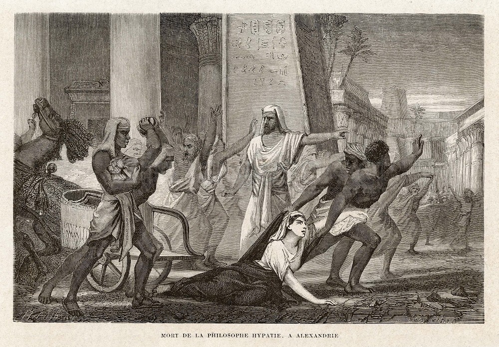 La morte di Ipazia, incisione del 1866.