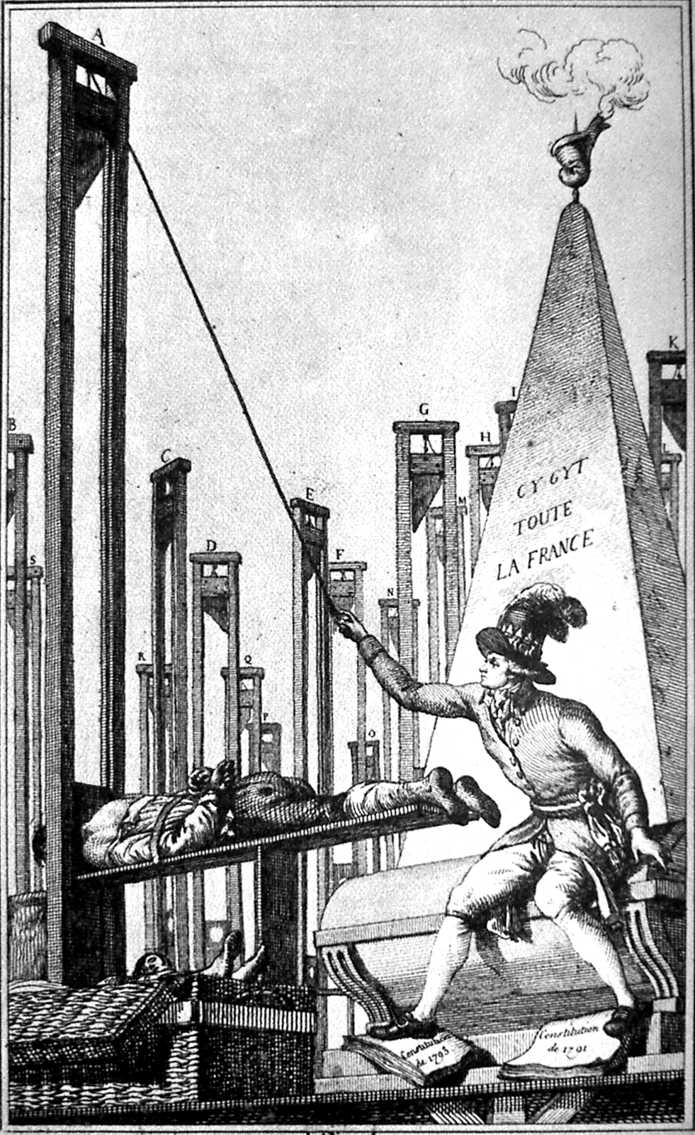 Robespierre decapita il boia non avendo più altri da decapitare, caricatura del XVIII secolo.