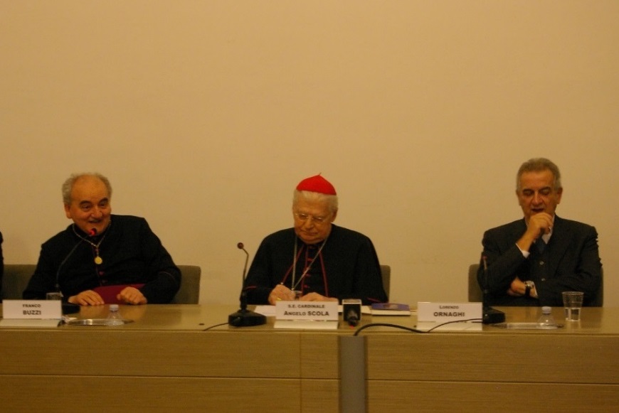 Monsignor Buzzi, il Cardinale Scola e il Prof. Ornaghi