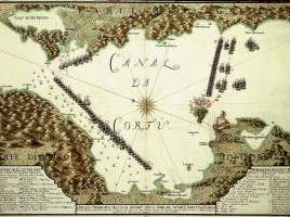 Pianta del porto di Corfù con gli attacchi ottomani di terra e di mare, dal 5 luglio al 22 agosto 1716