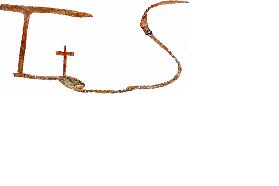 Il disegno della croce e le due lettere dell'alfabeto (ingrandimento)