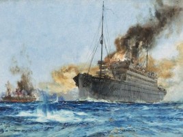 IL Cap Trafalgar colpito dal Carmania, settembre 1914