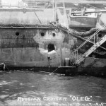 I danni riportati dall'incrociatore russo Oleg a Tsushima