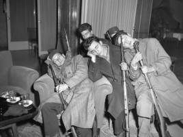 1956-11-02._Sleeping_resistance_fighters_with_rifles_in_Budapest