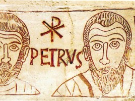 Pietro e Paolo in una incisione del IV secolo rinvenuto in una catacomba