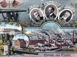 AK-Essen-Krupp-Werke-Villa-Huegel-Stammhaus-Alfred-Krupp-Gustav-Krupp-von-Bohlen-Halbach-Kanone-Wappen