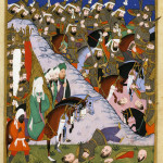 Maometto alla battaglia di Uhud, illustrazione del 1595