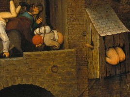 Latrina, particolare di Proverbi fiamminghi, Pieter Brueghel il Vecchio