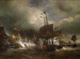 La battaglia di Ouessant in un quadro di Théodore Gudin del 1848