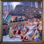 La Chiesa trionfante schiaccia l'eresia, sullo sfondo del Concilio di Trento (1588), di Pasquale Cati