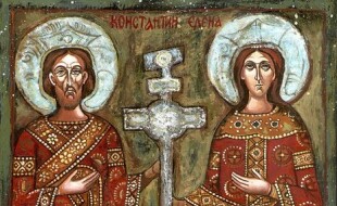 Costantino e la madre Elena, particolare di una icona bulgara.